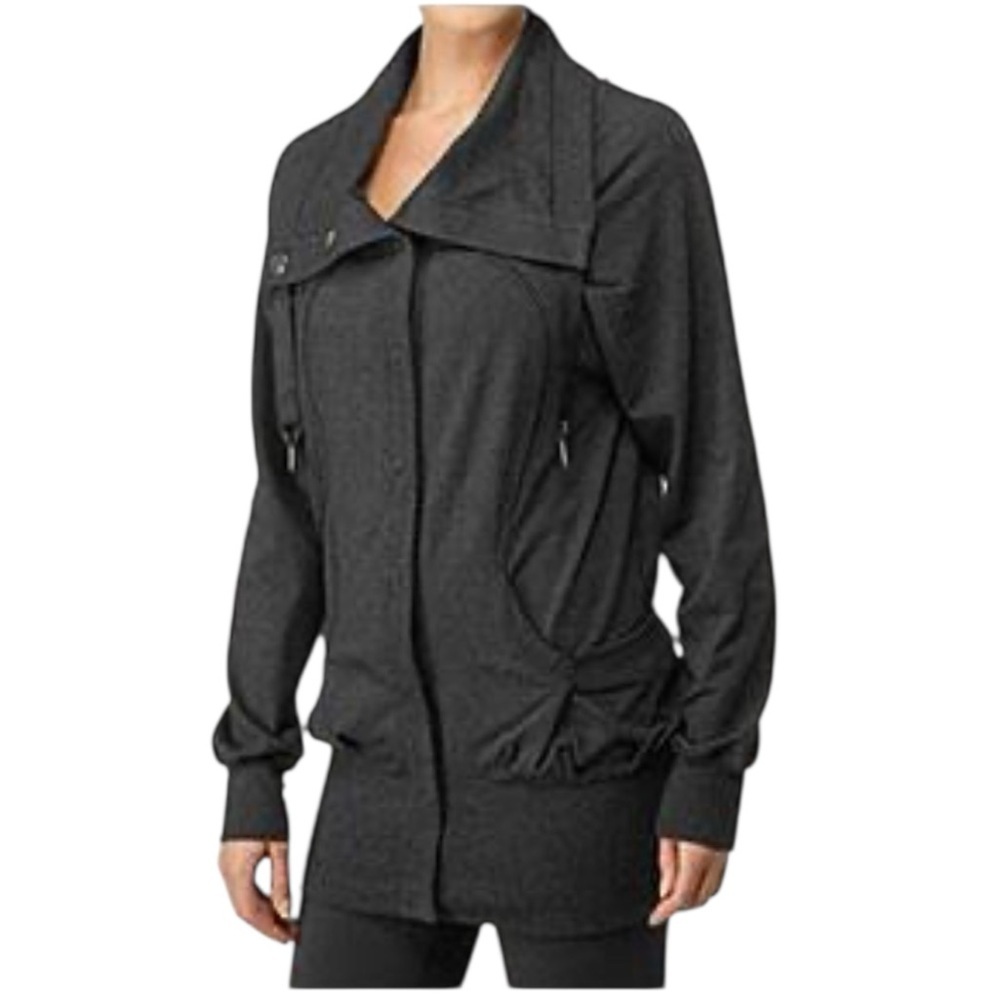 Lululemon Refresh Snap Up Grey Stretch Pockets Sweatshirt Jacket Relaxed Grey 6